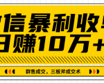 微信暴利收单日赚10万+,IP精准流量黑洞与三板斧成交术帮助你迅速步入正轨(完结)-风淘社
