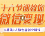十六节课教你零基础微信变现,用单品打爆市场,每月收入超过10万+-风淘社