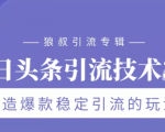 狼叔今日头条引流技术3.0,打造爆款稳定引流的玩法,VLOG引流技术-风淘社
