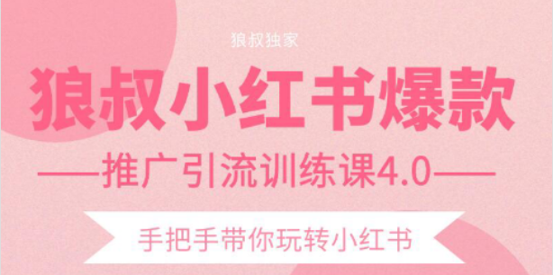狼叔小红书爆款推广引流训练课4.0,手把手带你玩转小红书-风淘社