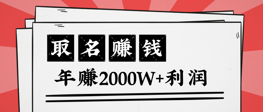 王通:不要小瞧任何一个小领域,取名技能也能快速赚钱,年赚2000W+利润-风淘社