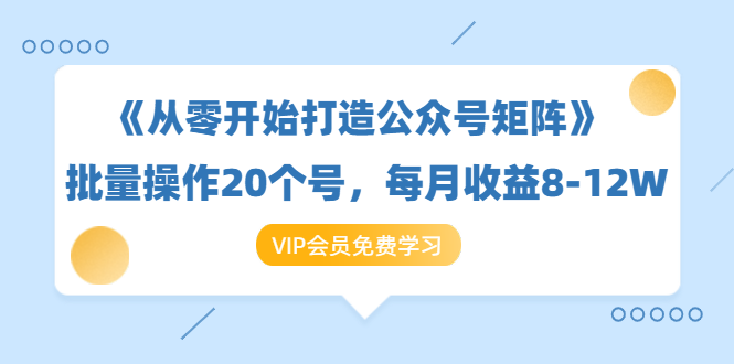 《从零开始打造公众号矩阵》批量操作20个号,每月收益大概8-12W(44节课)-风淘社