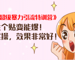 《小红书超级暴力引流特训营》随便发个贴变能爆,详细实操,效果非常好!-风淘社