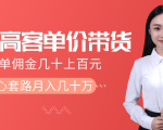 抖音高单价带货项目,一单佣金几十上百元,核心套路月入几十万(共3节)-风淘社
