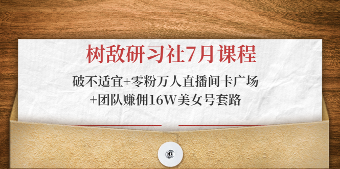 树敌研习社7月课程：破不适宜+零粉万人直播间卡广场+团队赚佣16W美女号套路-风淘社