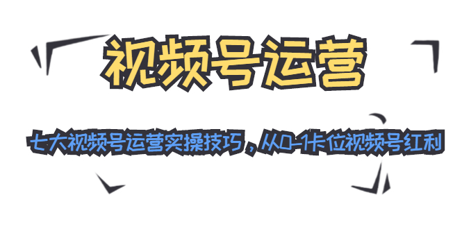 视频号运营：七大视频号运营实操技巧，从0-1卡位视频号红利-风淘社