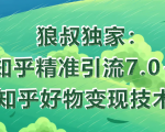 狼叔知乎精准引流7.0+知乎好物变现技术课程-风淘社