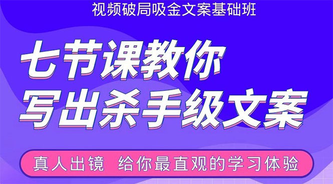 张根视频破局吸金文案班:节节课教你写出杀手级文案(附67页文案训练手册)-风淘社