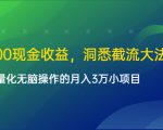 单日500现金收益,洞悉截流大法,一个批量化无脑操作的月入3万小项目-风淘社