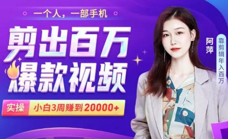 小白易上手的手机剪辑赚钱课,抓住短视频风口月赚2万+-风淘社