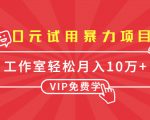 0元试用暴力项目:一个员工每天佣金单500到1000,工作室月入10万+-风淘社