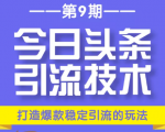 今日头条引流技术第9期,打造爆款稳定引流 百万阅读玩法,收入每月轻松过万-风淘社