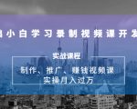 0基础小白学习录制视频课开发赚钱:制作、推广、赚钱视频课 实操月入过万-风淘社