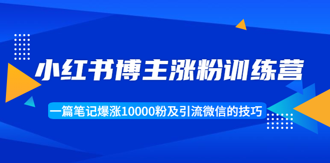 小红书博主涨粉训练营:一篇笔记爆涨10000粉及引流微信的技巧-风淘社