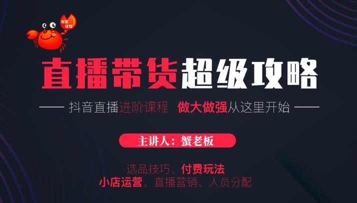 蟹老板抖音直播带货超级攻略:抖音直播带货的详细玩法,小店运营、付费投放等-风淘社