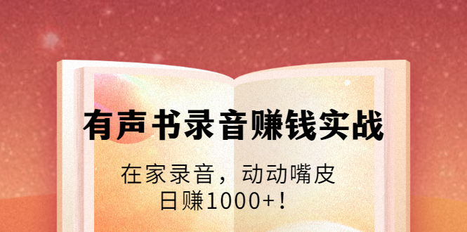 有声书录音赚钱实战:在家录音,动动嘴皮,日赚1000+!-风淘社