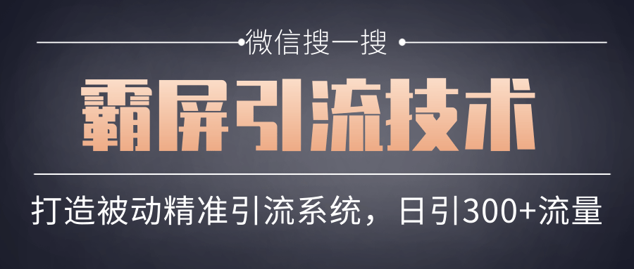 微信搜一搜霸屏引流技术,打造被动精准引流系统,轻松日引300+流量-风淘社