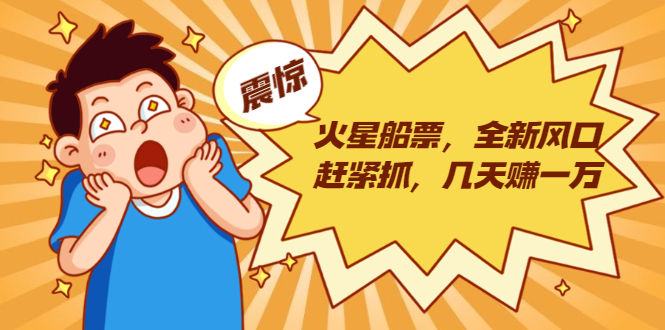 火星船票，全新风口赶紧抓，几天赚一万+摆地摊卖尾货月入一万（5个项目）-风淘社