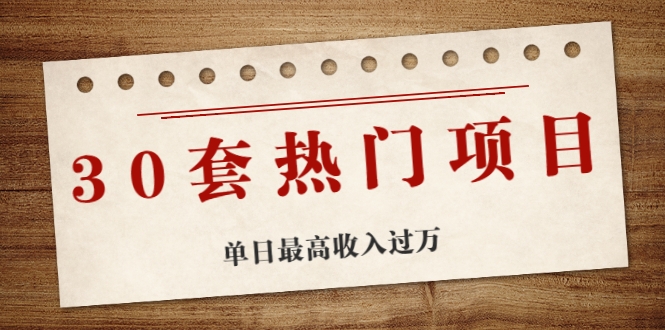 30套热门项目:单日最高收入过万 (网赚项目、朋友圈、涨粉套路、抖音、快手)等-风淘社