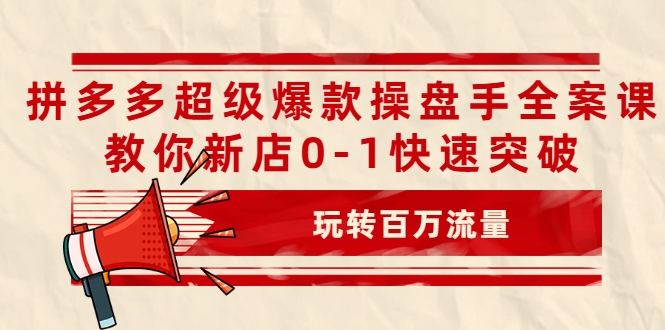拼多多超级爆款操盘手全案课,教你新店0-1快速突破,玩转百万流量-风淘社