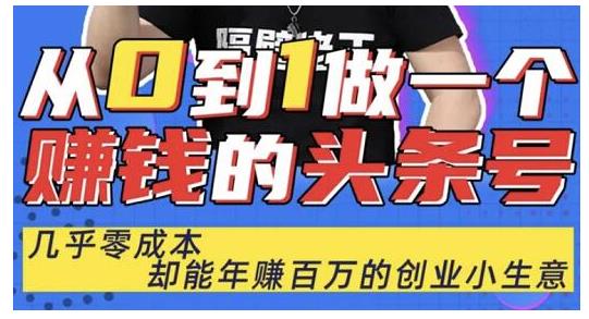 佬王·从0到1做一个赚钱的头条号,几乎零成本,却能年赚百万的创业项目-风淘社