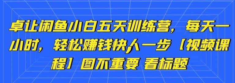 卓让闲鱼小白五天训练营,每天一小时,轻松赚钱快人一步-风淘社