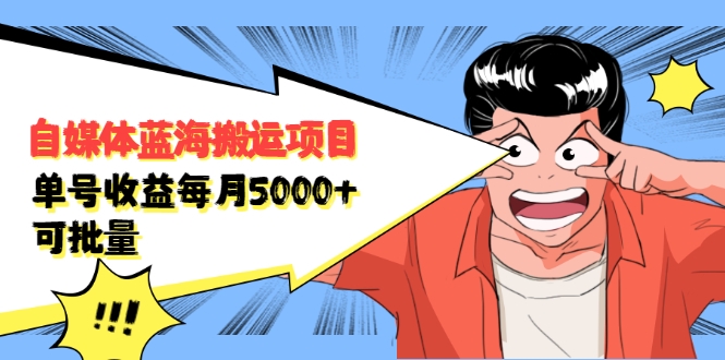 自媒体蓝海搬运项目：单号收益每月基本都可以达到5000+，可批量-风淘社