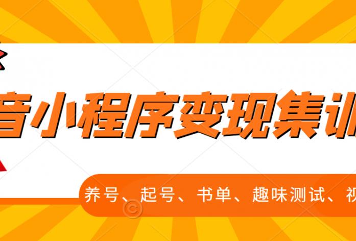 抖音小程序变现集训课,养号、起号、书单、趣味测试、视频剪辑,全套流程-风淘社