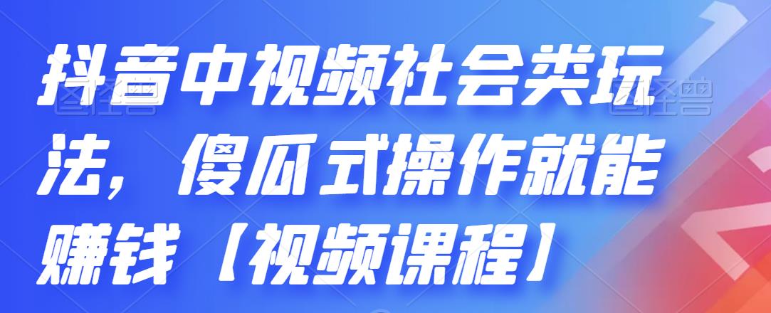 抖音中视频社会类玩法,傻瓜式操作就能赚钱【视频课程】-风淘社