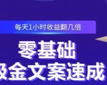 零基础吸金文案速成，每天1小时收益翻几倍价值499元-风淘社