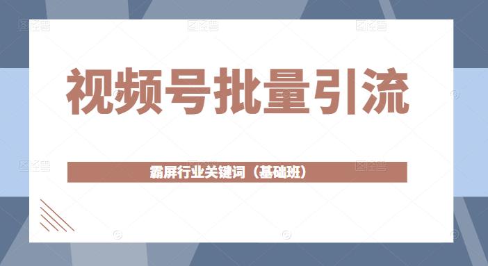视频号批量引流,霸屏行业关键词(基础班)全面系统讲解视频号玩法-风淘社
