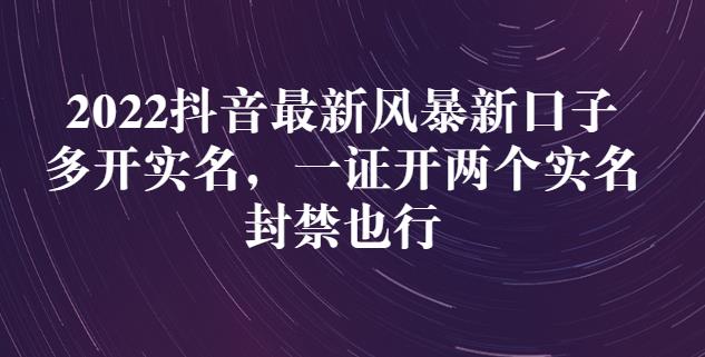 2022抖音最新风暴新口子:多开实名,一整开两个实名,封禁也行-风淘社