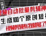 【原创神器】短视频全自动一键剪辑视频，一秒生成100个原创视频(软件+视频+免费卡密)-风淘社