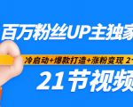 百万粉丝UP主独家秘诀:冷启动+爆款打造+涨粉变现2个月12W粉(21节视频课)-风淘社
