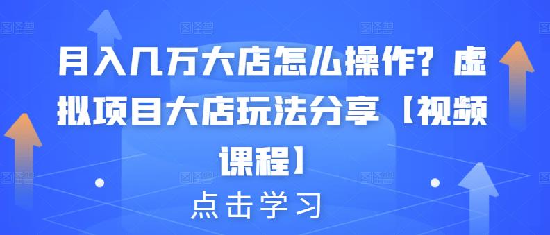 月入几万大店怎么操作?虚拟项目大店玩法分享【视频课程】-风淘社