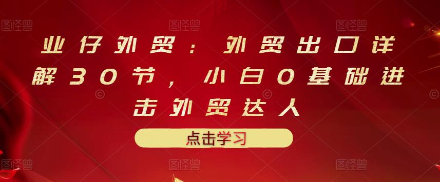 业仔外贸:外贸出口详解30节,小白0基础进击外贸达人 价值666元-风淘社