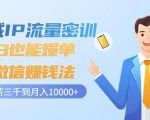 私域IP流量密训:小白也能爆单的微信赚钱法,从月薪三千到月入10000+-风淘社