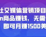 亚马逊社交媒体营销项目,推广Amazon商品赚钱,无需任何投资,即可月赚1500美元-风淘社
