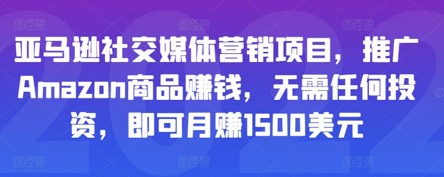亚马逊社交媒体营销项目,推广Amazon商品赚钱,无需任何投资,即可月赚1500美元-风淘社
