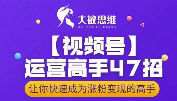 大敏思维-视频号运营高手47招,让你快速成为涨粉变现高手-风淘社