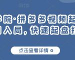 久歌商学院·拼多多视频起店，实现蓝海项目入局，快速起盘打爆店铺-风淘社