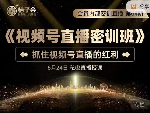 桔子会《视频号直播密训班》，抓住视频号直播的红利 价值12800-风淘社