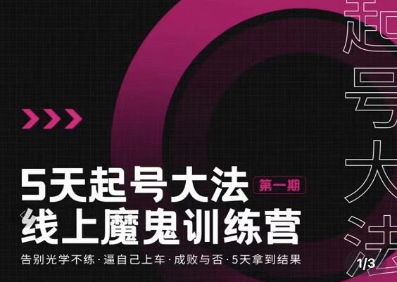 大播·五天起号魔鬼训练营,告别光学不练,逼自己上车,成败与否,5天拿到结果-风淘社