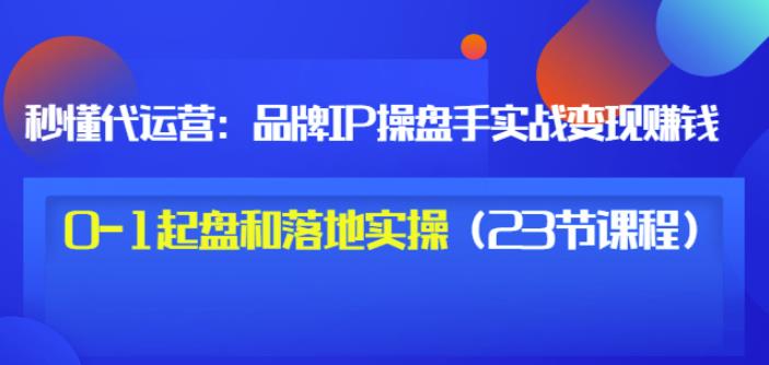 秒懂代运营:品牌IP操盘手实战赚钱,0-1起盘和落地实操(23节课程)价值199-风淘社