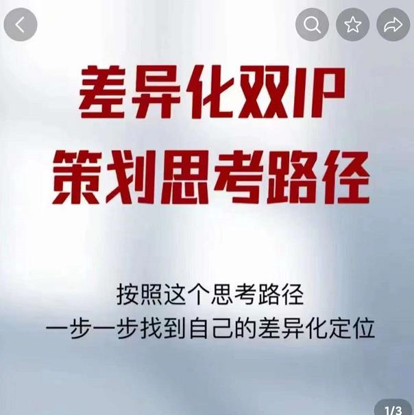差异化双IP策划思考路径,解决短视频流量+变现问题(精华笔记)-风淘社