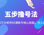 五步撸号法,掌握百万分析的抖课账号核心技能,从逻辑到实操-风淘社