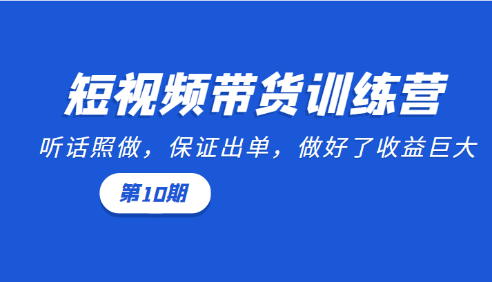 短视频带货训练营:听话照做,保证出单,做好了收益巨大(第10期)-风淘社