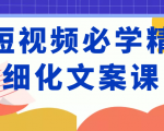 短视频必学精细化文案课，提升你的内容创作能力、升级迭代能力和变现力（价值333元）-风淘社