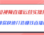 短视频直播运营实操班,直播带货精细化运营实操,教你快速打造赚钱直播间-风淘社