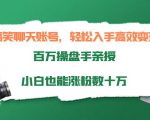 搞笑聊天账号,轻松入手高效变现,百万操盘手亲授,小白也能涨粉数十万-风淘社
